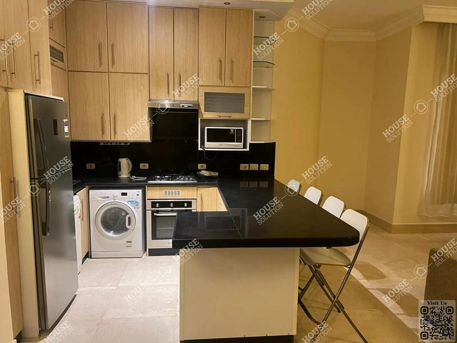 KITCHEN  @ Apartments For Rent In Maadi Maadi Sarayat Area: 130 m² consists of 2 Bedrooms 2 Bathrooms Modern furnished 5 stars #5701-1